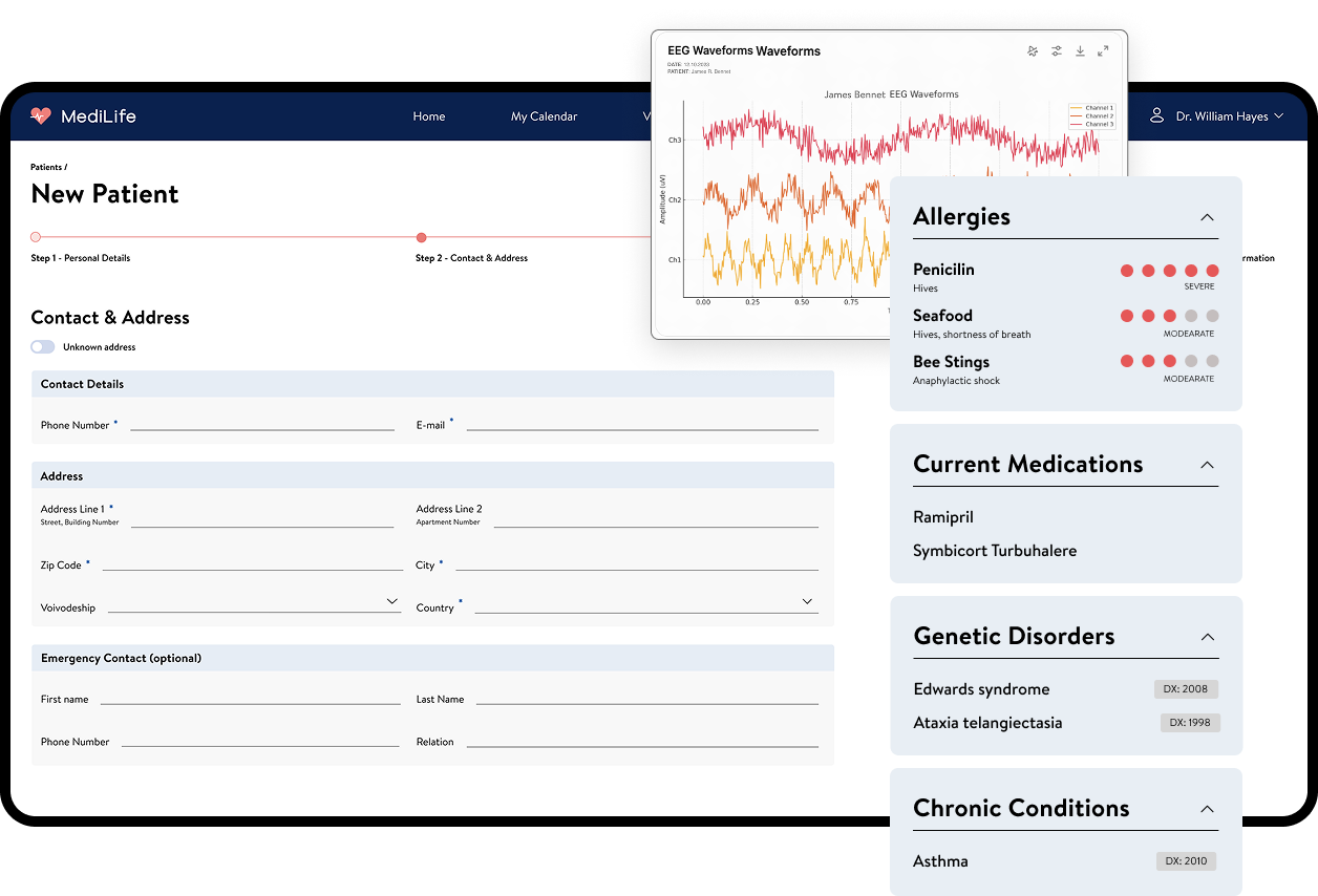 Medilife new patients onboarding view